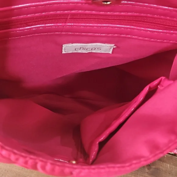 Chico's Gorgeous Hot Pink Quilted Chain‎ Shoulder Bag - Picture 6 of 11